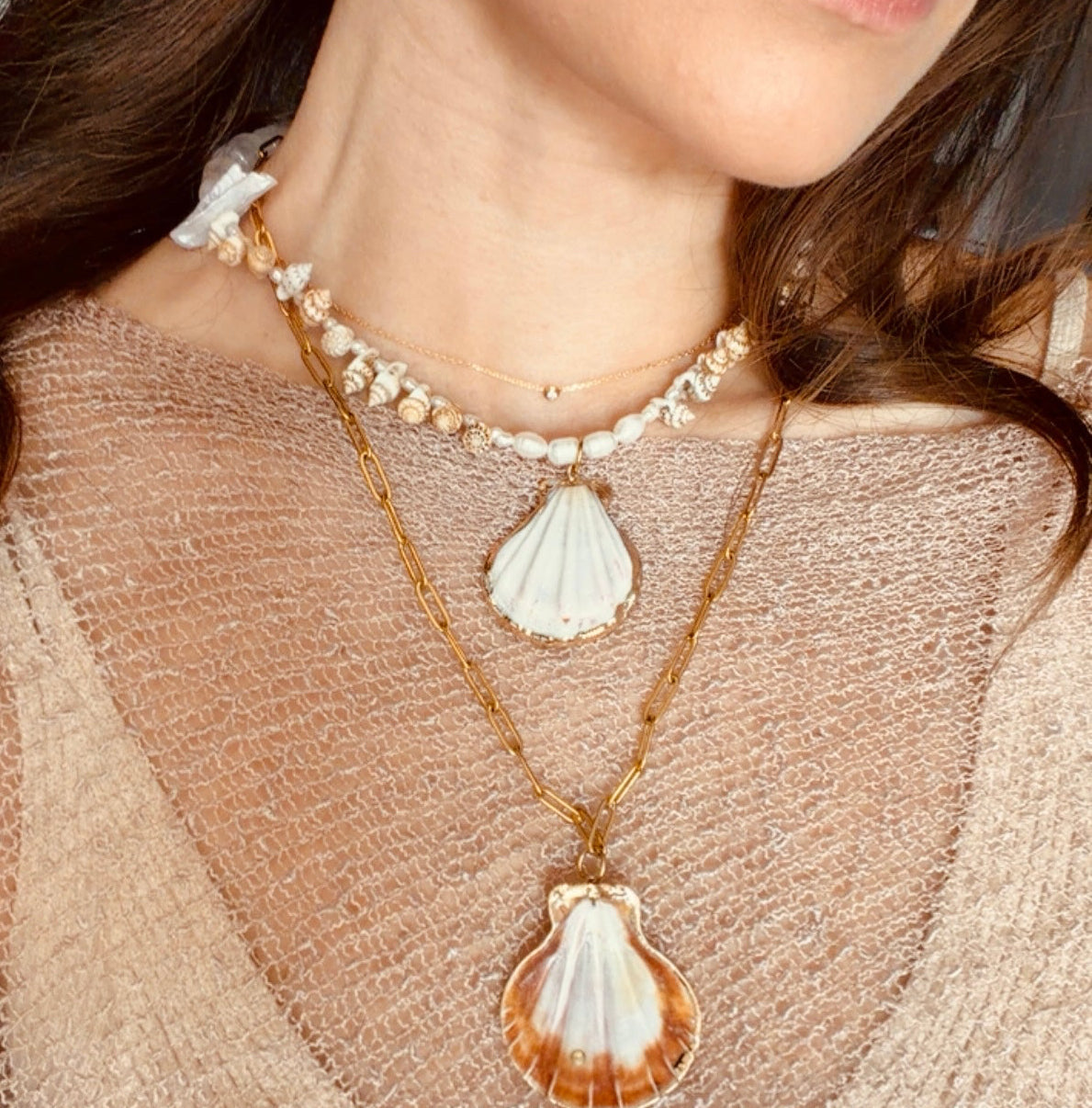 Stainless steel Natural Shell Pendant