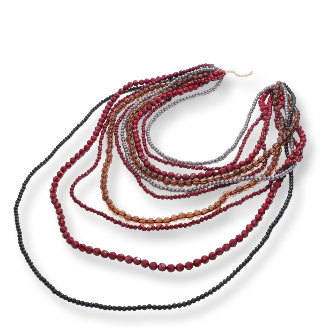 Boho chic multi-layered beaded necklace