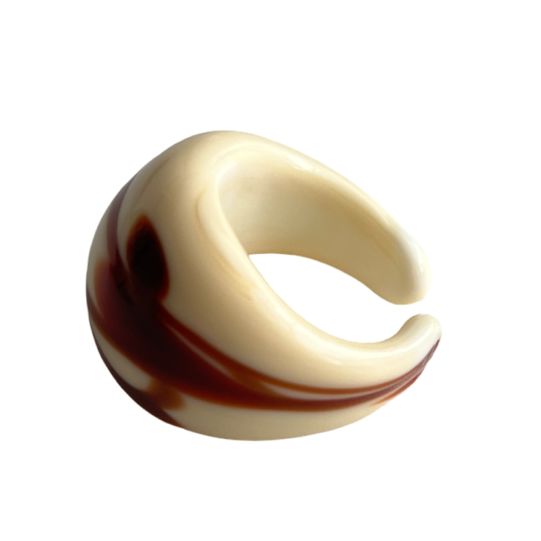 Beige and brown Murano glass ring