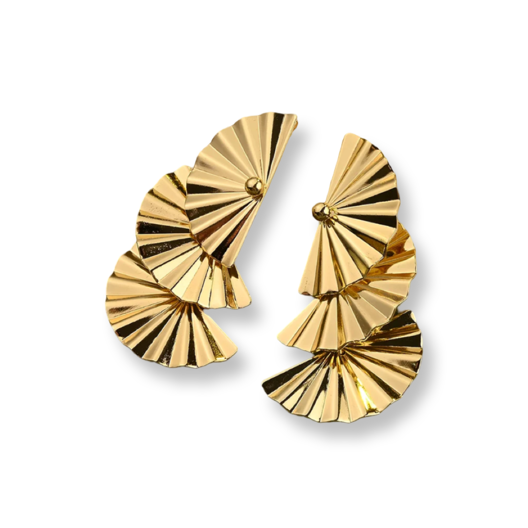 Stainless steel Flowers Fan shaped dangle earrings