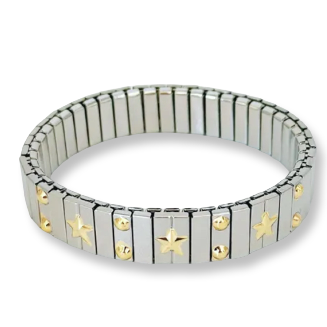 Y2K Stainless steel elastic Italian style stars bracelet