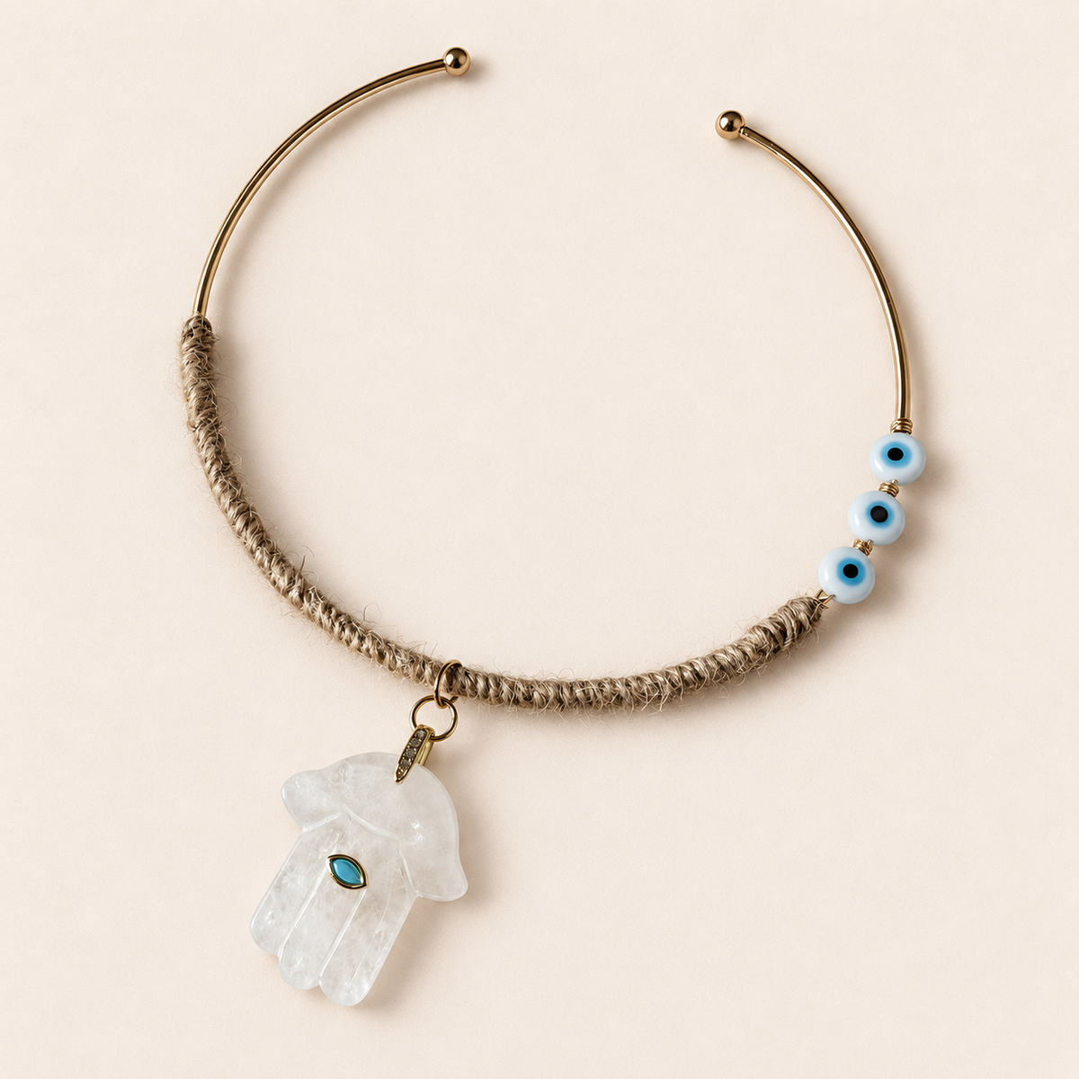 White Quartz Hamsa Choker