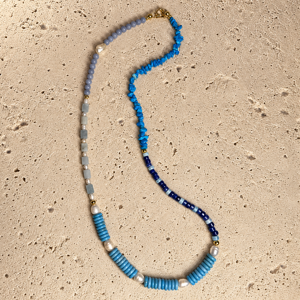 Multi-stone and multi-use Blue Necklace