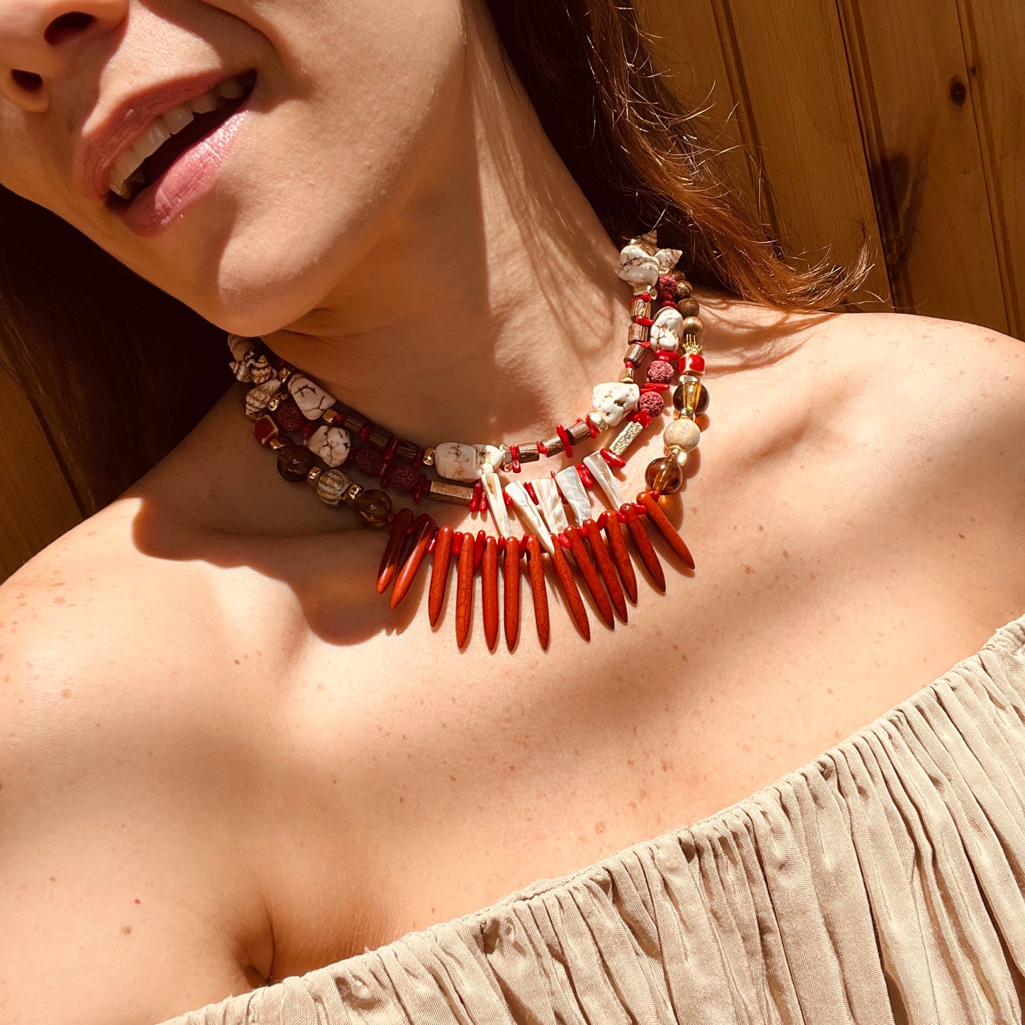 Boho handmade beaded necklace