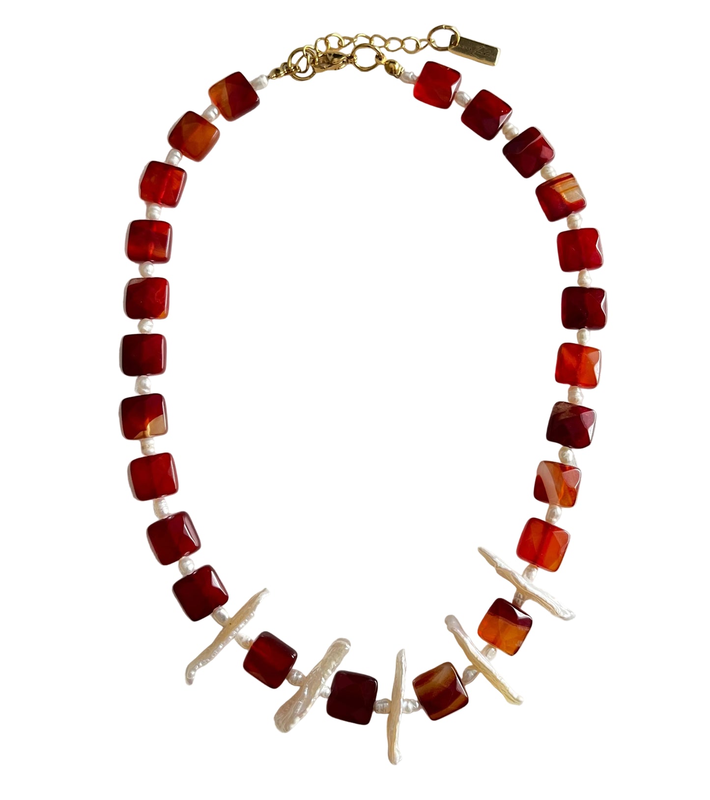 Carnelian and freshwater pearls Necklace