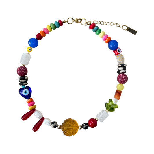 Colorful mixed bead gemstone necklace