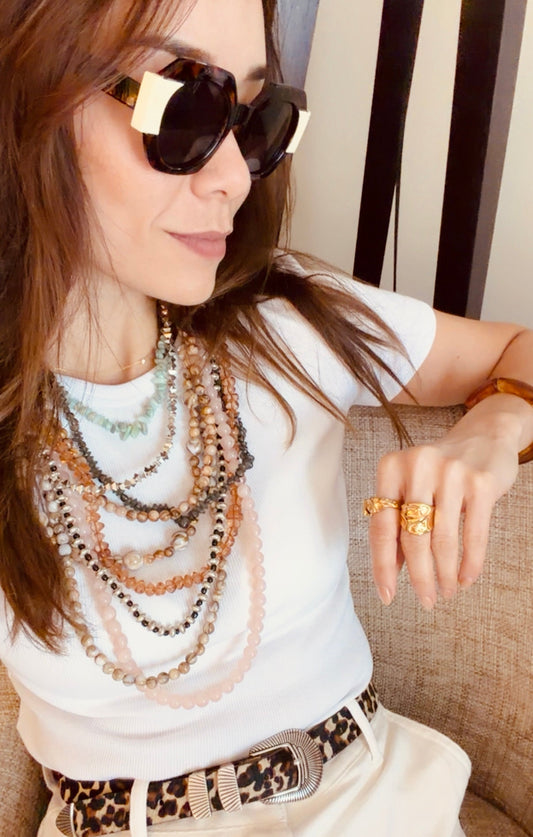 Boho chic multi-layered beaded necklace