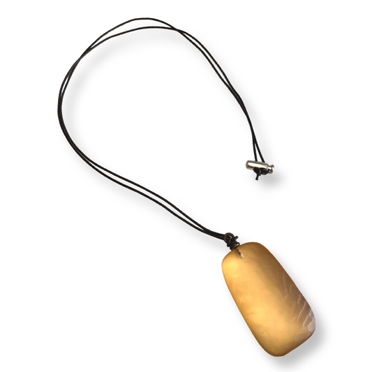 Adjustable leather and resin pendant