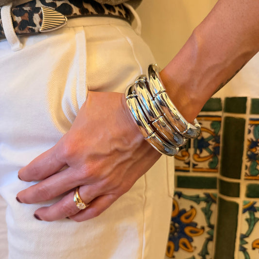 Acrylic Bamboo Tube Bangle Elastic Bracelets