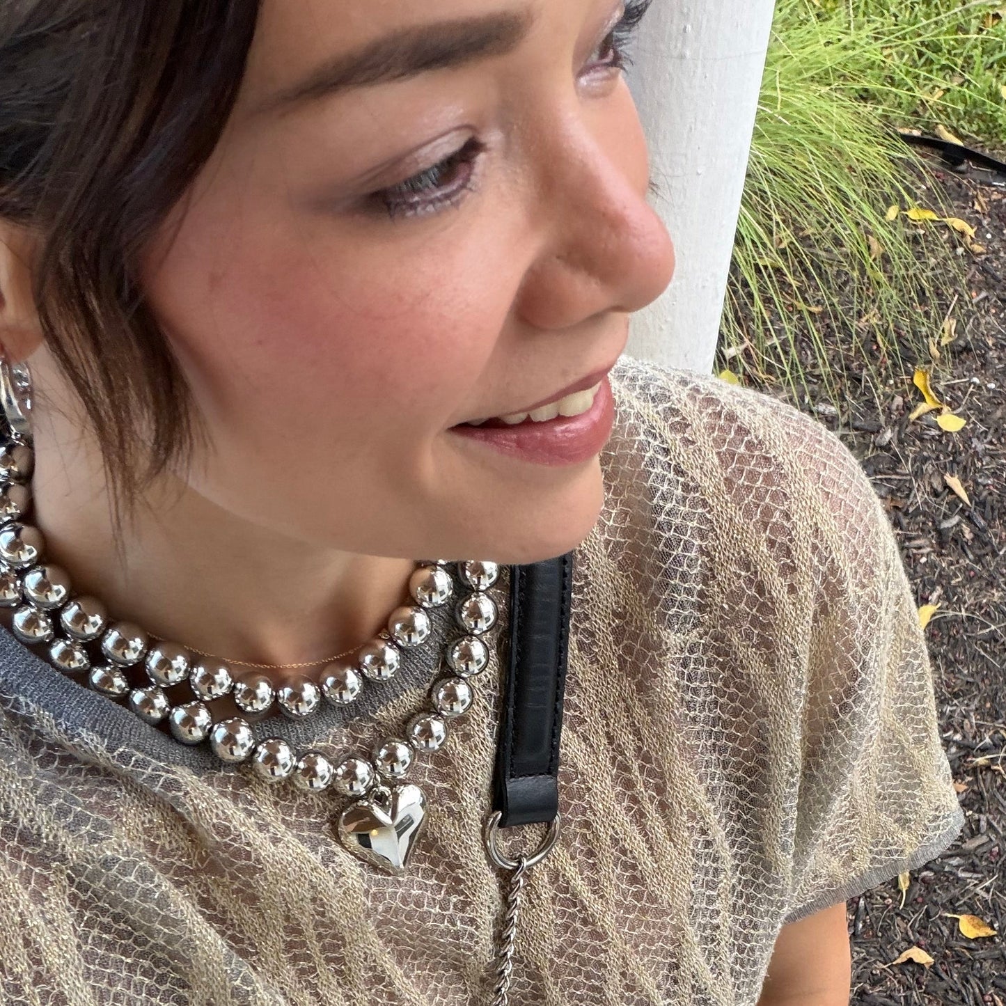 Double chunky heart necklace