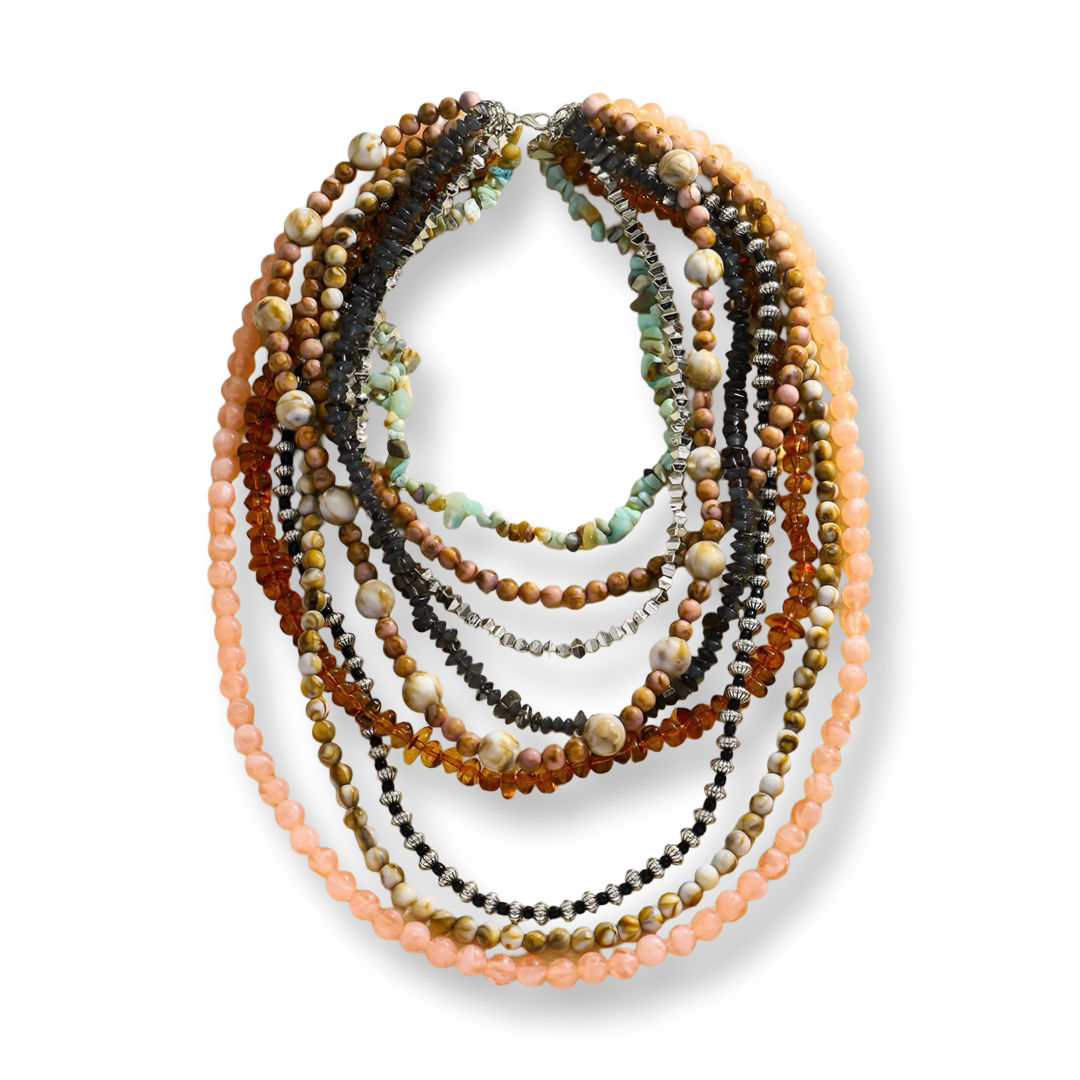 Boho chic bold beaded necklace