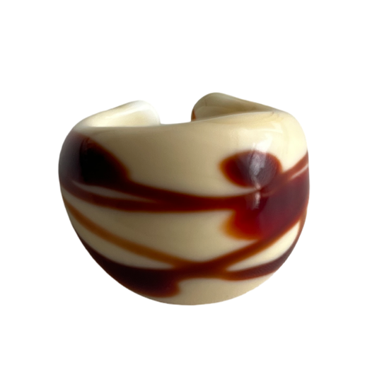 Beige and brown Murano glass ring