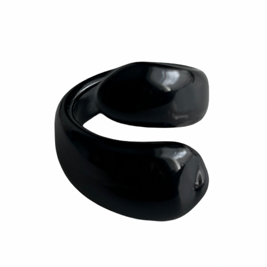 Black Murano glass ring
