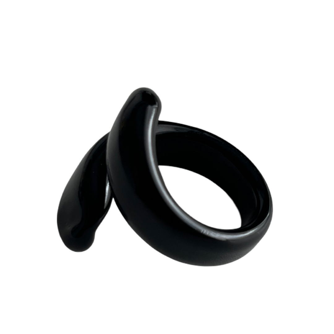 Black Murano glass ring