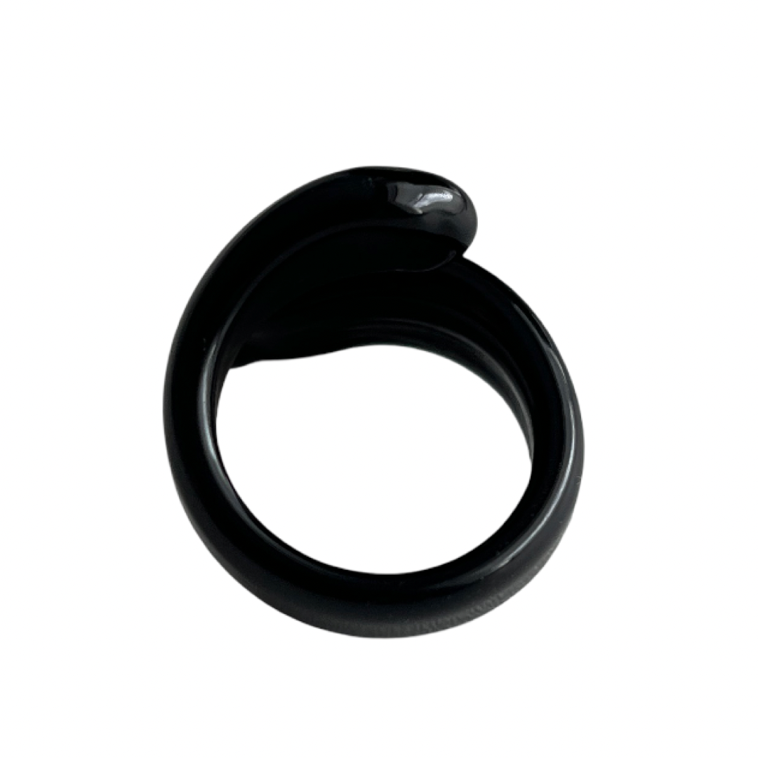 Black Murano glass ring