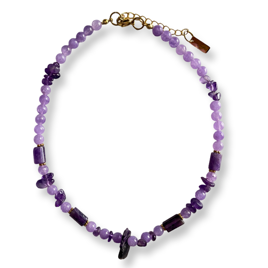 Amethyst handmade beaded necklace