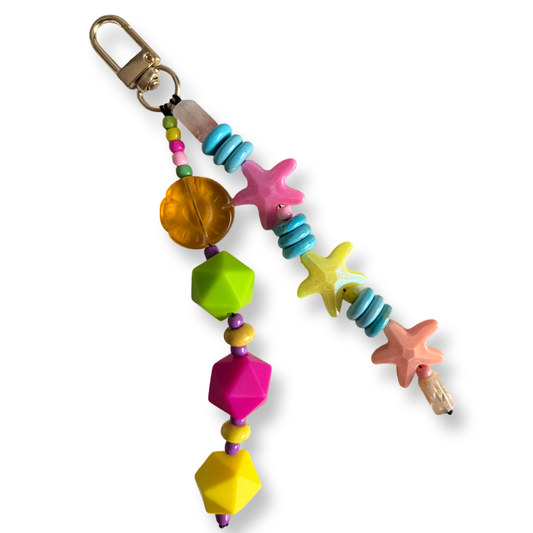 Colorful beaded Bag Charm and Key chain