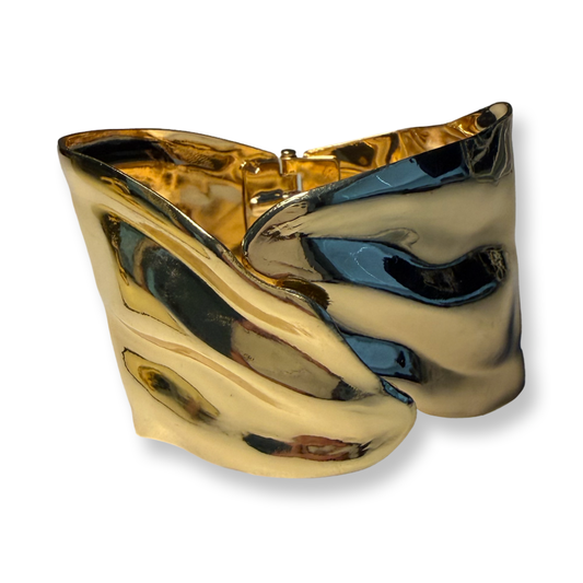 Exaggerated Chunky Textured Open Hinged Bangle Bracelet