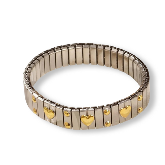 Y2K Stainless steel elastic Italian style hearts bracelet