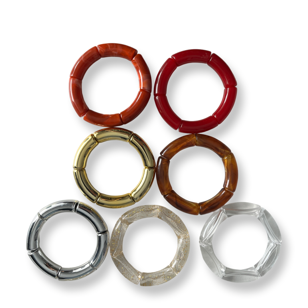 Acrylic Bamboo Tube Bangle Elastic Bracelets