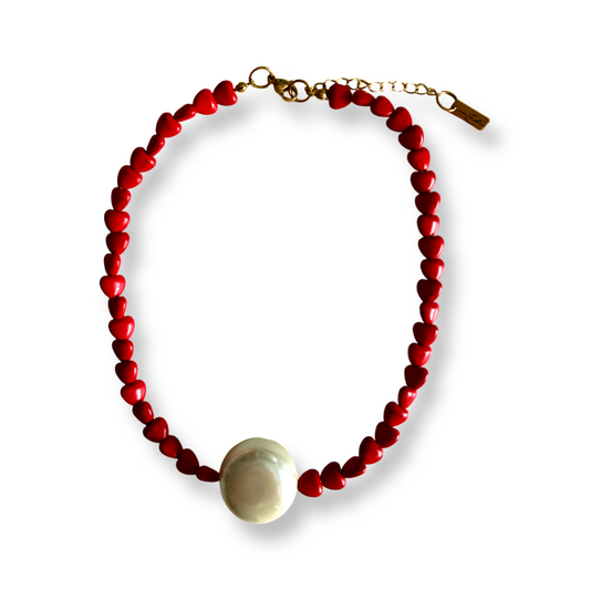 Hearts and Pearl Necklace