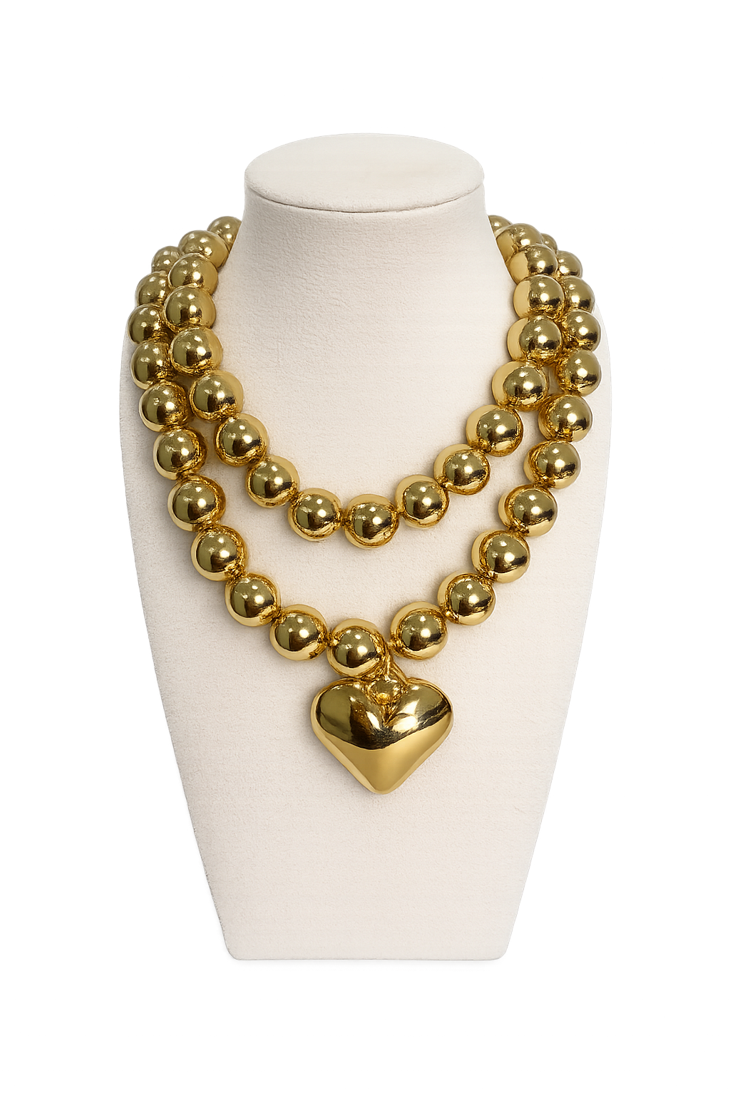Double chunky heart necklace