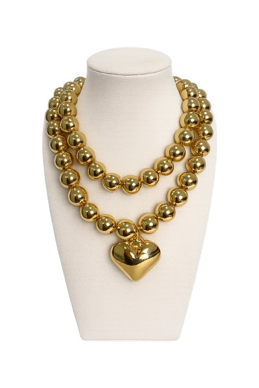 Double chunky heart necklace