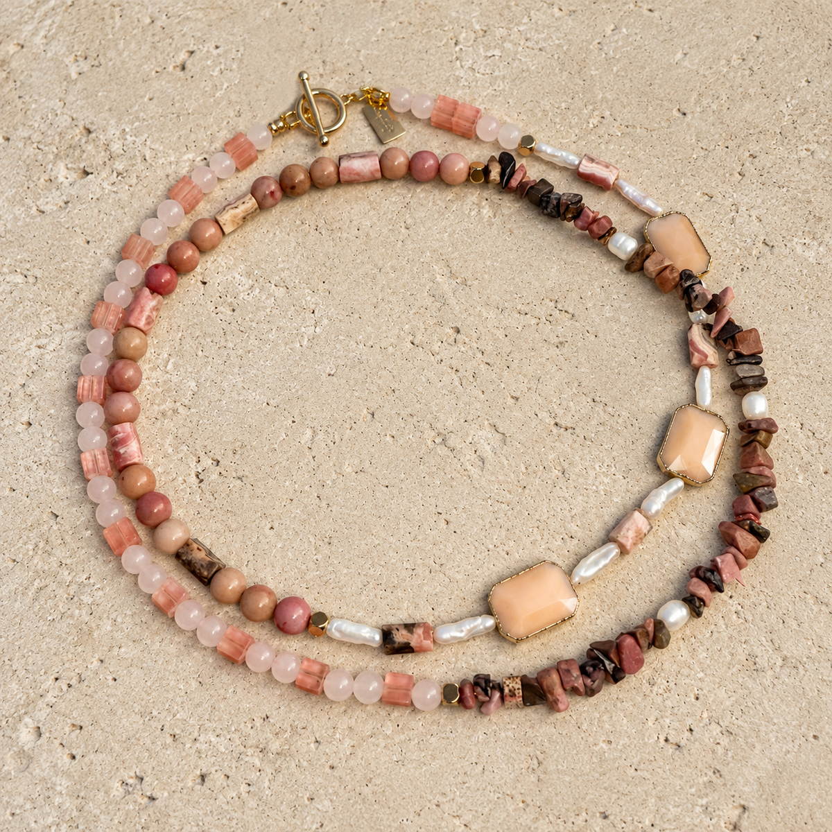 Multi-stone and multi-use Rose Necklace