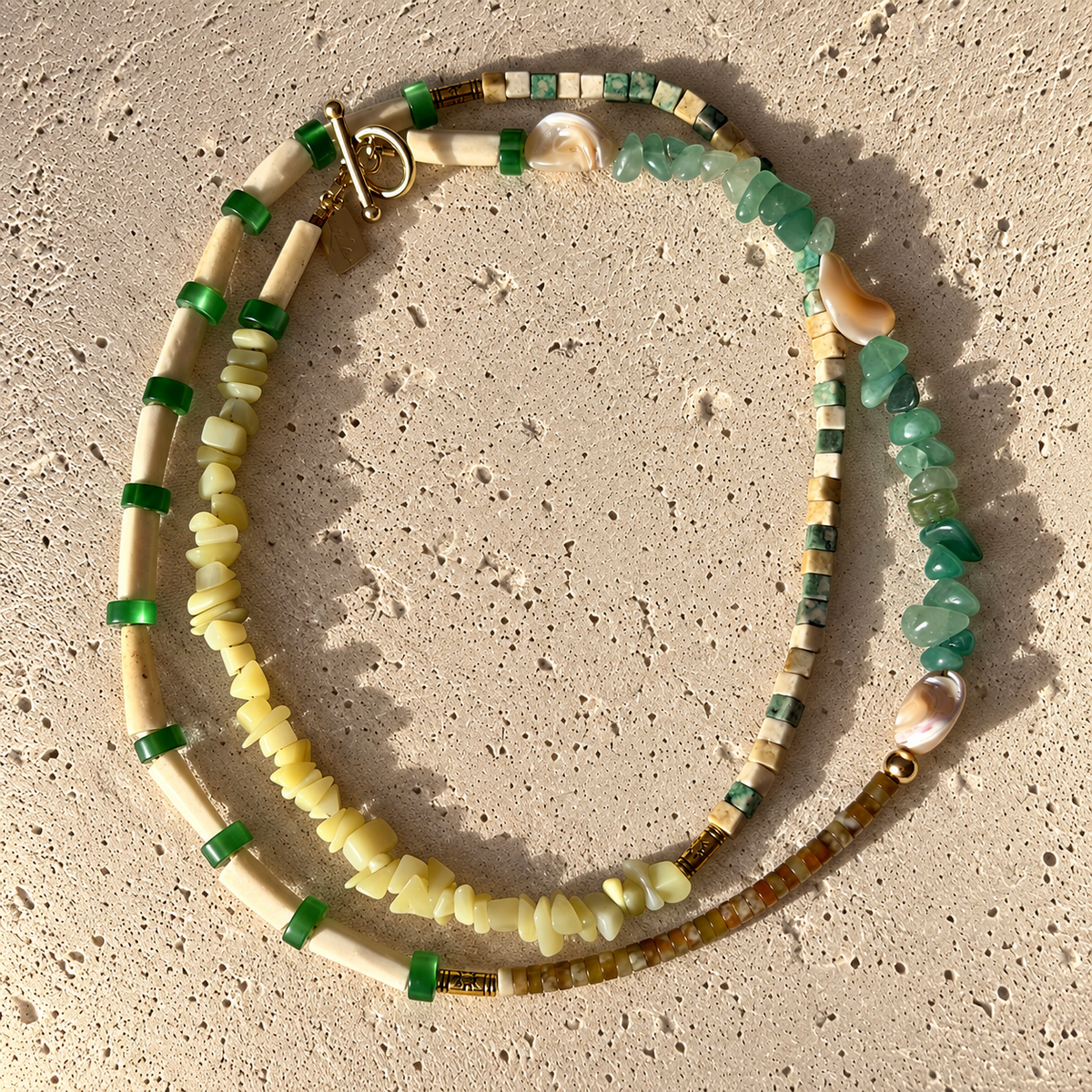 Multi-stone and multi-use Green Necklace