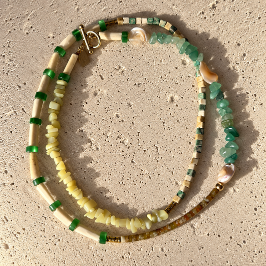 Multi-stone and multi-use Green Necklace