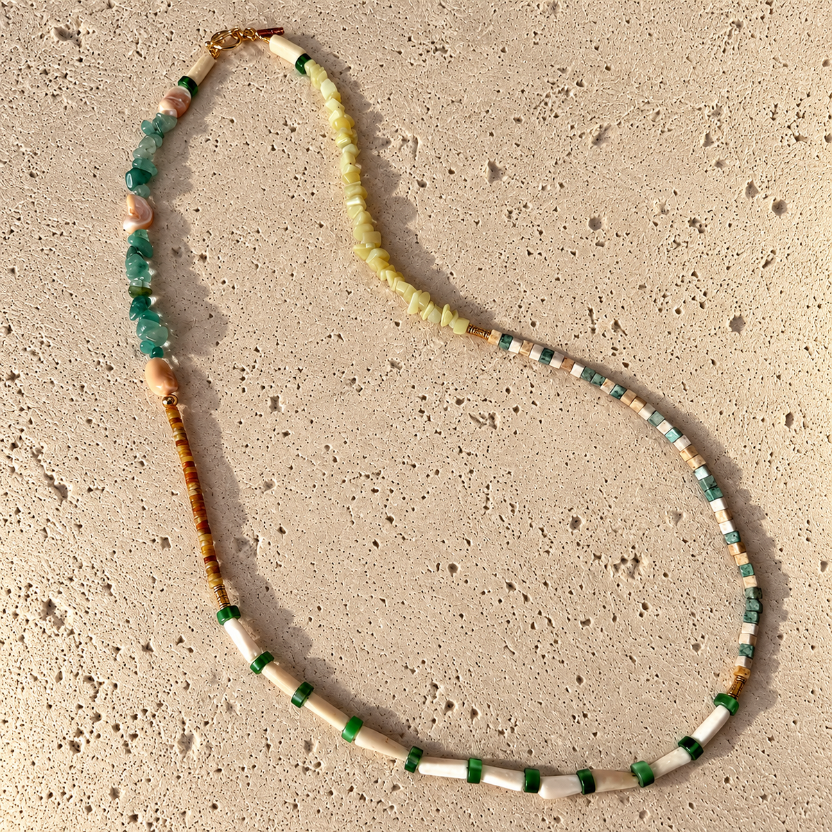 Multi-stone and multi-use Green Necklace