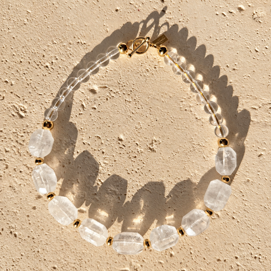 Aire Handmande Necklace with Clear Quartz & Acrylic