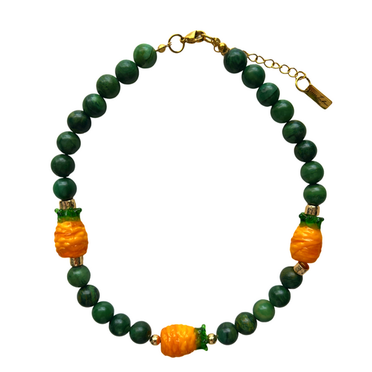 Jade and lampwork glass pinaple necklace
