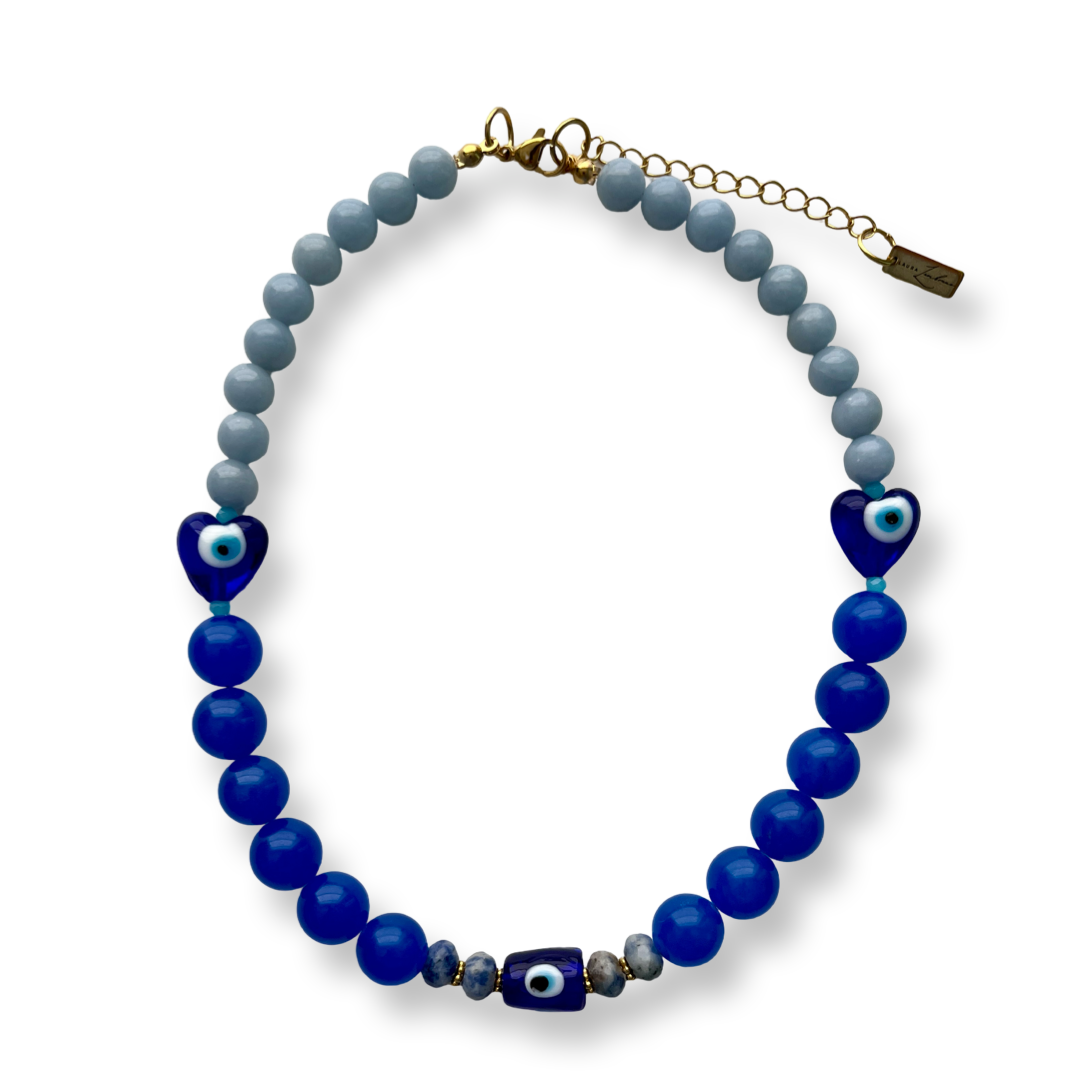 Blue evil eye handmade necklace