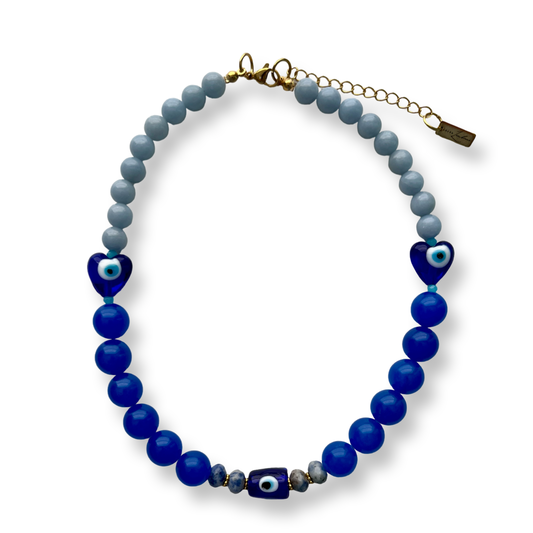 Blue evil eye handmade necklace