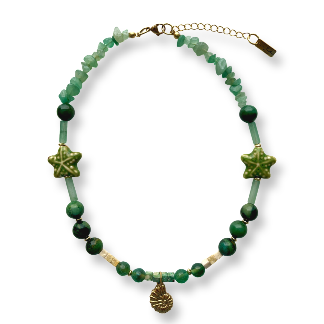 Jade necklace with shell pendant