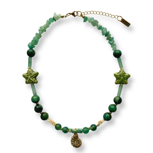 Jade necklace with shell pendant