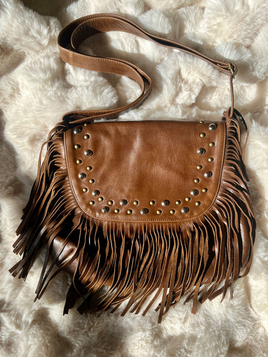 Handmade leather fringed bag from Buenos Aires